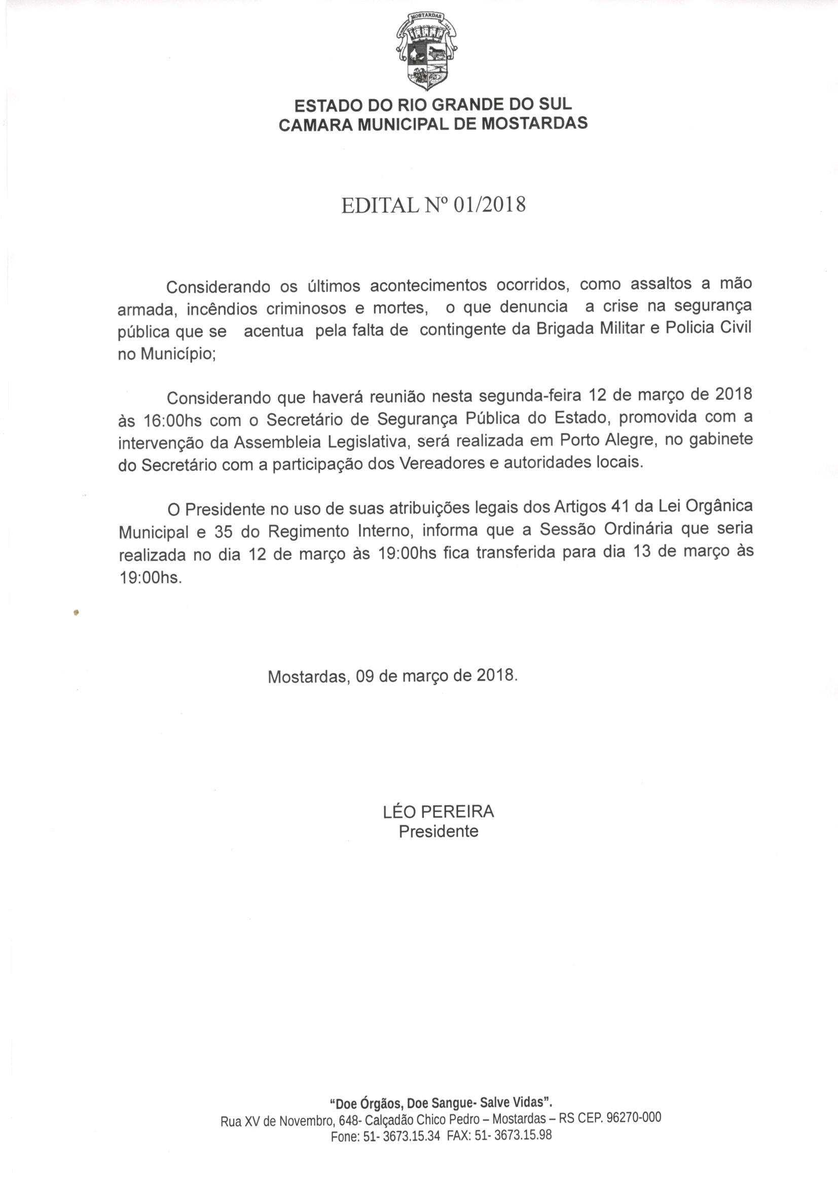 Transferência de Sessão Ordinária 