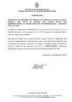 Disponível Processo do Tribunal de Contas do Estado das contas anuais do Poder Executivo - Exercício 2023. 