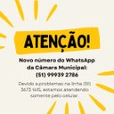 Novo número do Whatsapp da Câmara Municipal